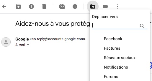 Déplacer email
