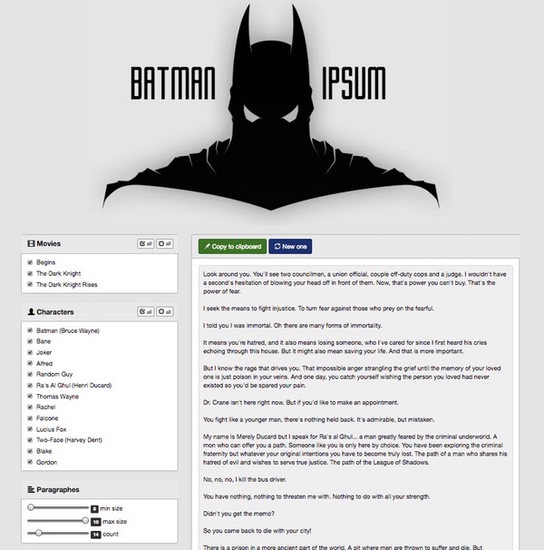 Batman Ipsum