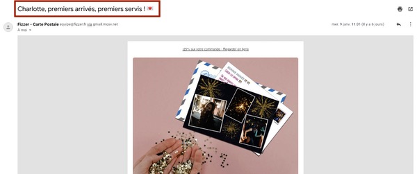 Personnaliser objet email