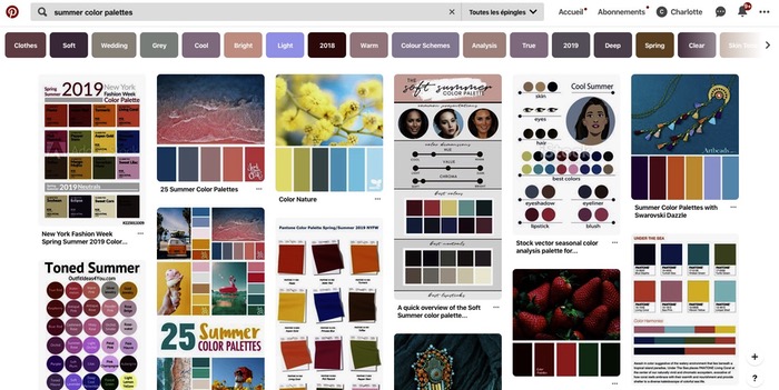 Palettes couleurs Pinterest