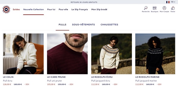 Produits page d'accueil e-commerce