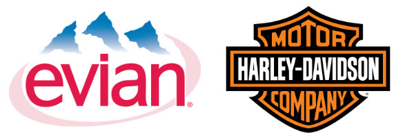 Typographie Evian et Harley Davidson