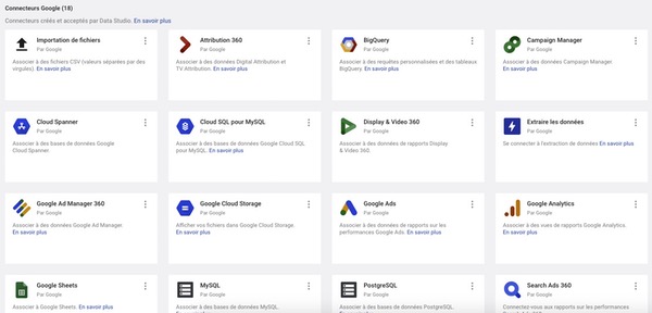 Connecteurs data studio