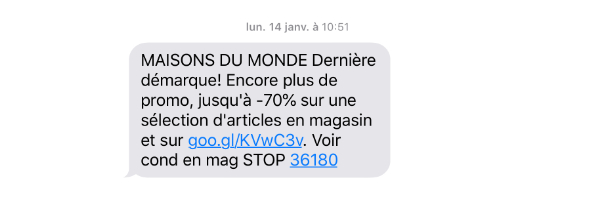 SMS réductions