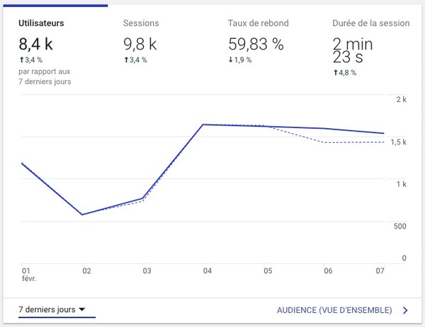 Tableau de bord Google Analytics