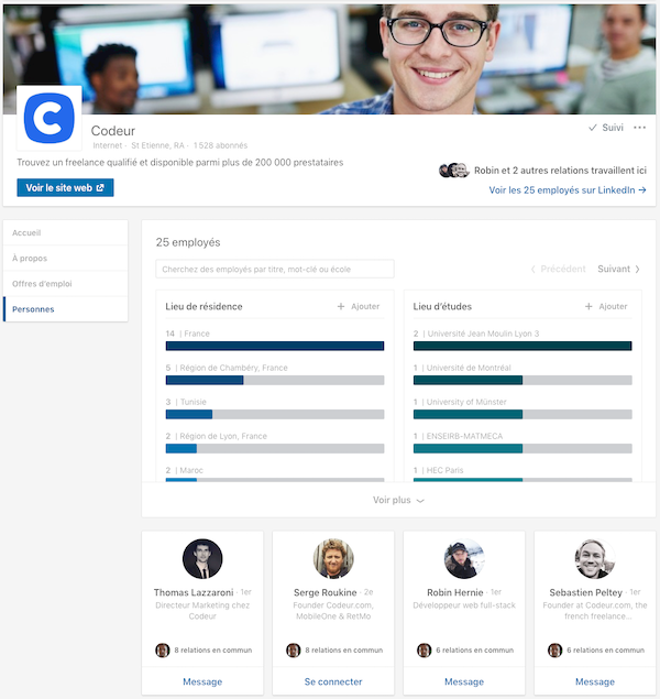Section "Personnes" LinkedIn
