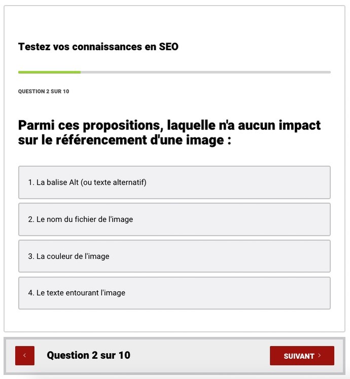 Quiz interactif