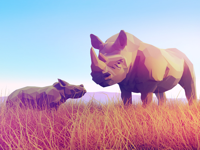 Rhinocéros low poly art