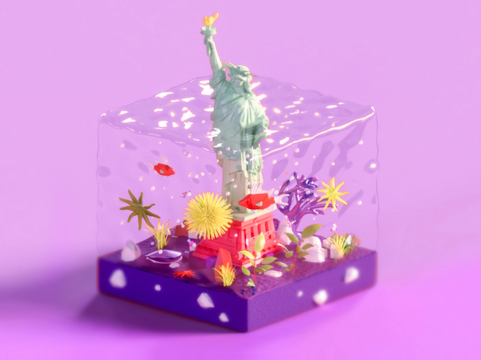 Statue de la Liberté en Low Poly Art