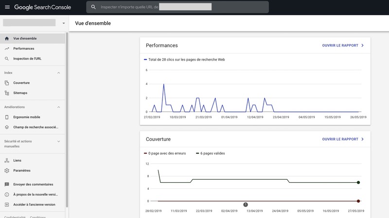 Accueil Google Search Console