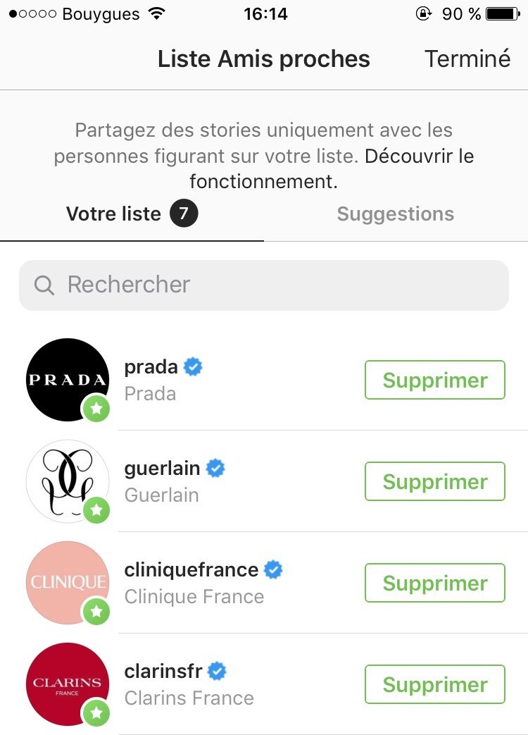 Liste amis proche Instagram