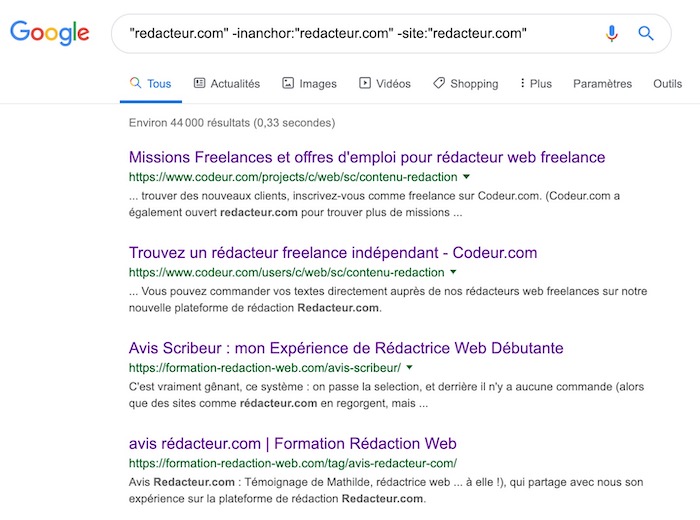 Recherche avis Google