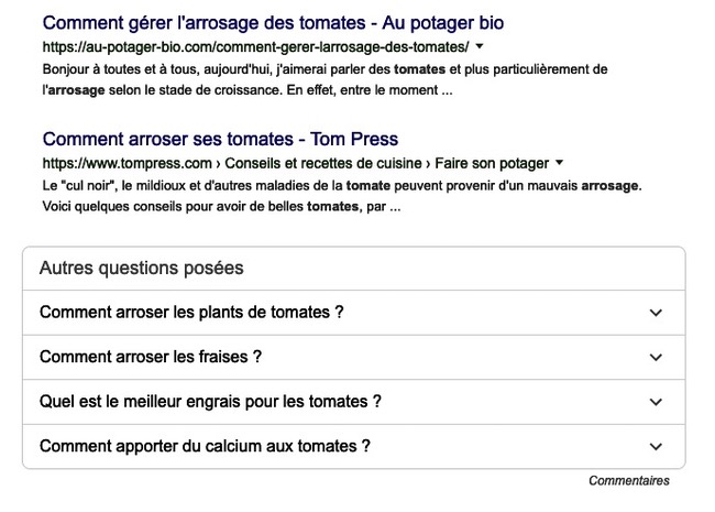 Autres questions posées Google