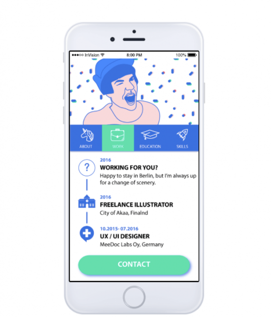 Cv application mobile créatif graphiste