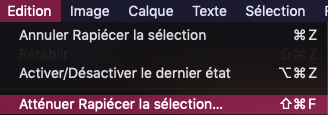 Atténuer rapiécer la sélection