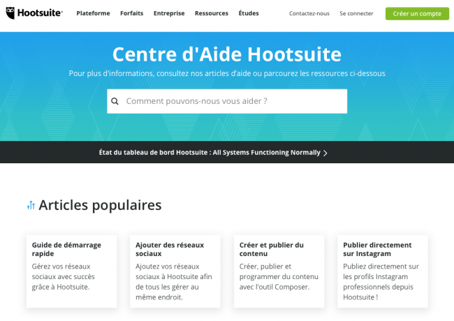 exemple page d'aide hootsuite