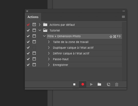 enregistrement étapes du script photoshop
