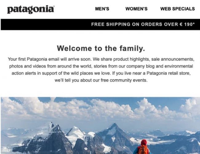 email marketing Patagonia typographie blog conseil