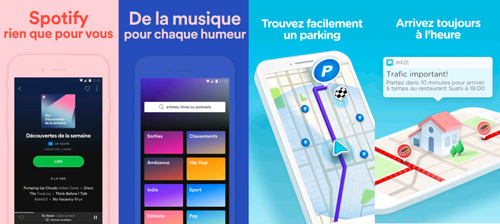 application mobile grand caractère graphiste freelance Waze Spotify