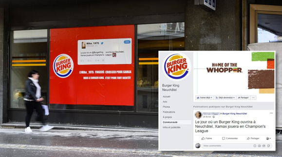 Post Facebook sur Burger King