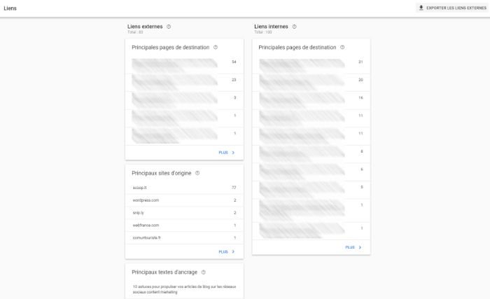 Liens Search Console