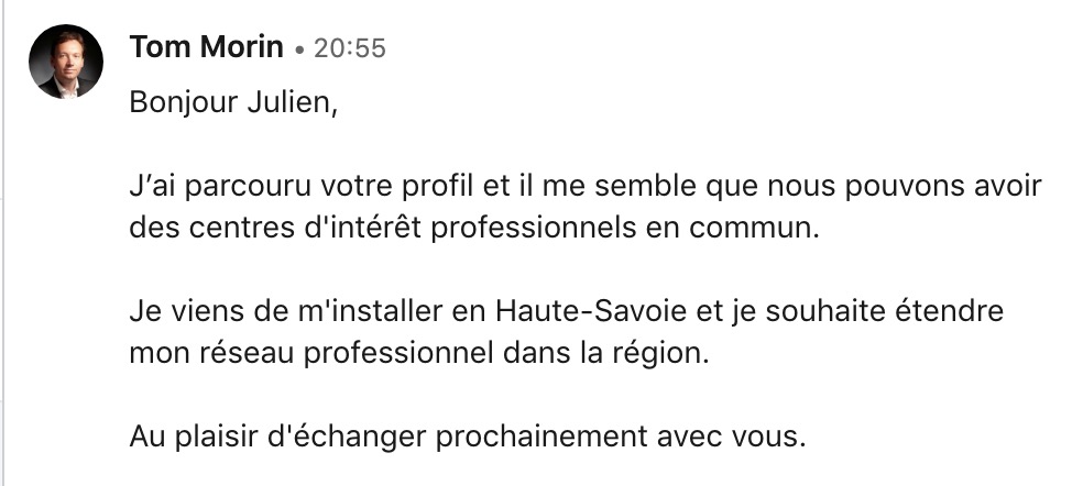 Message de connexion Linkedin