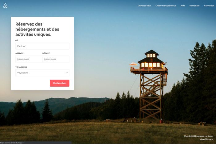 Page accueil Airbnb