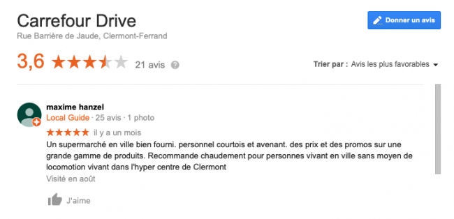 carrefour drive google my business set local