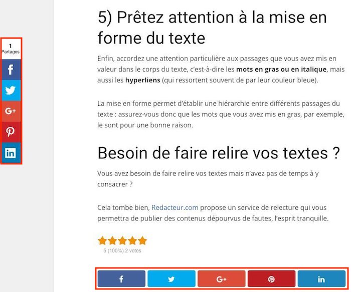 calls to action pour inciter à partager un article