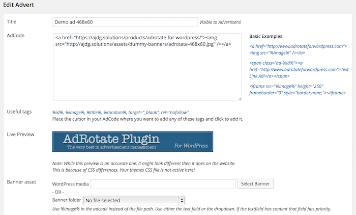 AdRotate Plugin gestion pubs WordPress