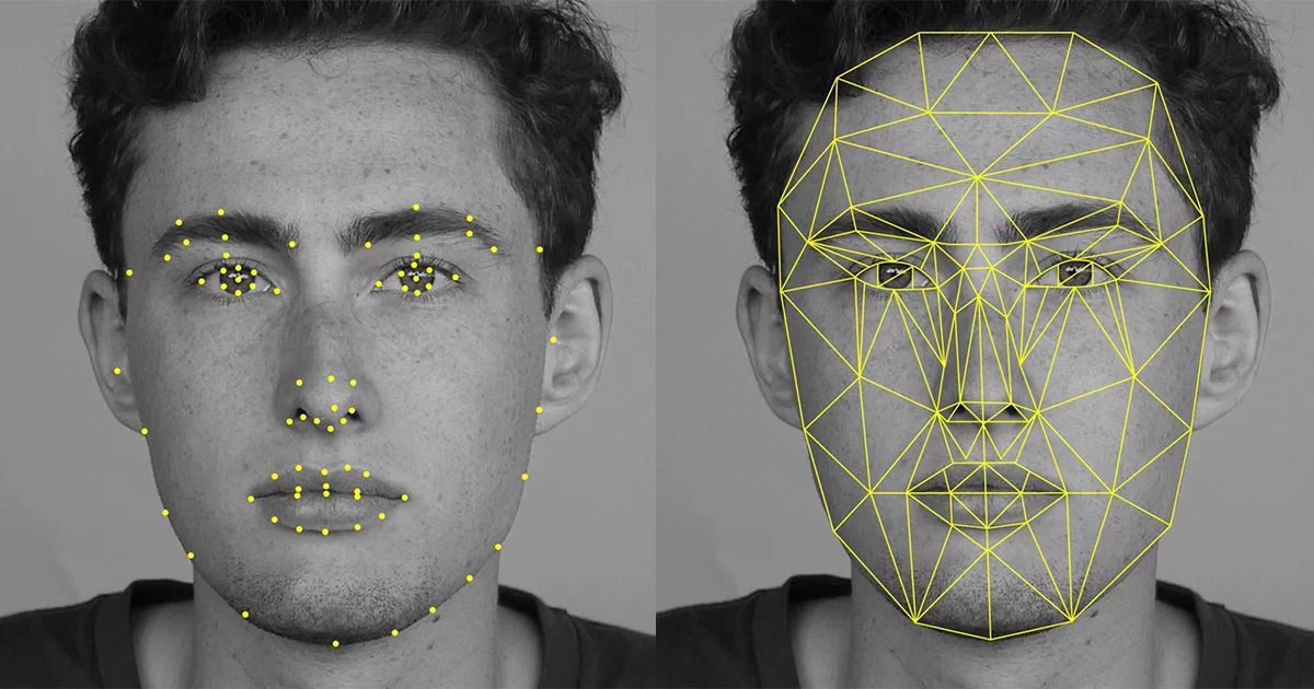 Détection des zones du visages afin d’être analyser pour appliquer le filtre. Source.