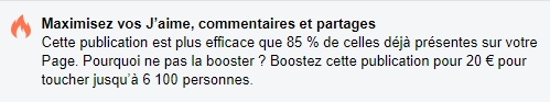 encart publicité Facebook