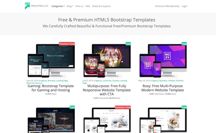FreeHTML5.co, site de templates bootstrap gratuits