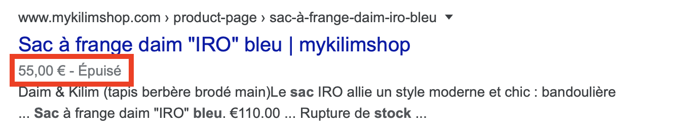 featured rich snippet seo google article épuisé ou en stock