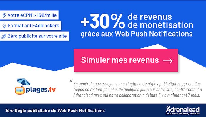 éditeurs web push notifications adrenalead notifadz