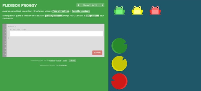 Flexbox Froggy apprendre flexbox CSS