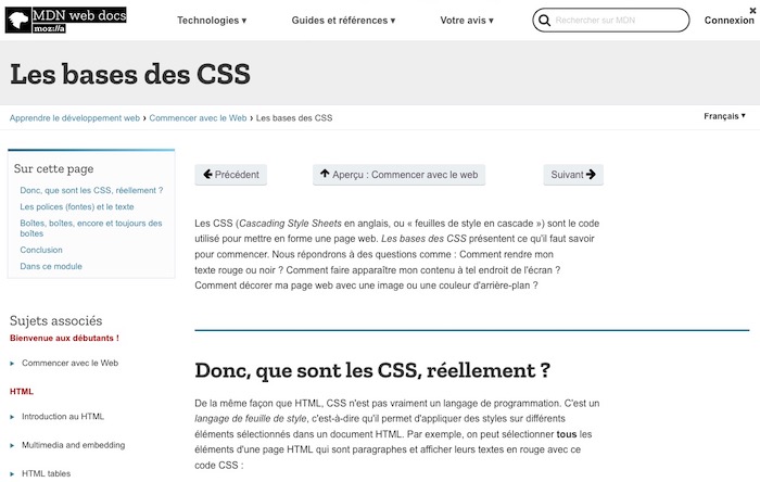 base CSS Mozilla developpeurs