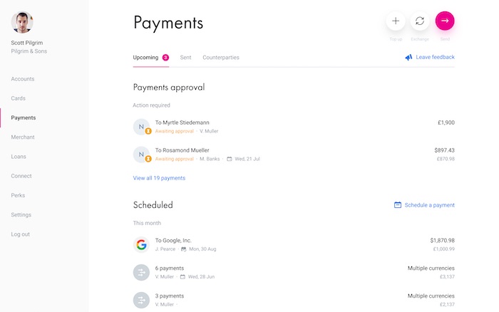 tableau de bord Revolut for Business