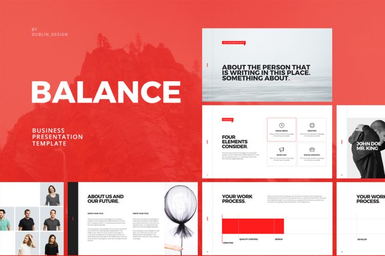 template gratuit pour présentation keynote sur Mac free mockup powerpoint blanc et rouge