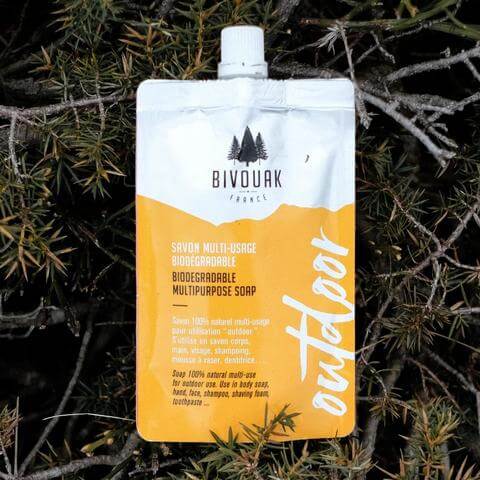 Packaging cosmétique multi-usage du gel douche Bivouak