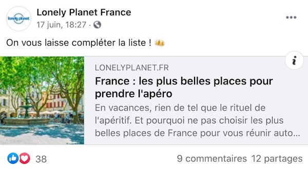 post facebook été