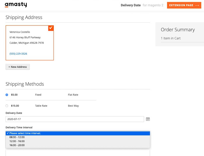 date livraison Magento