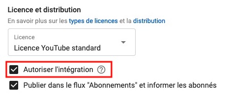 autoriser l'intégration de vidéos Youtube sur les sites