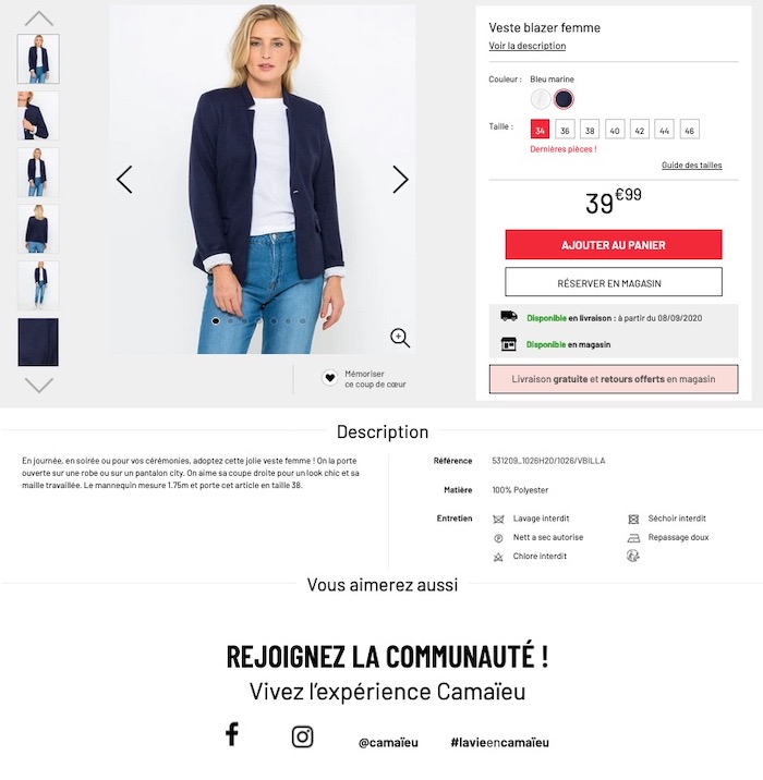 cross-selling raté Camaieu