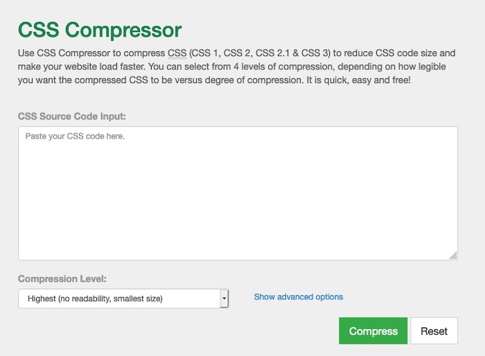CSS Compressor outils de compression de code CSS
