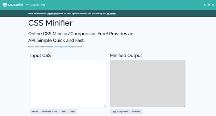CSS Minifier outils de compression de code CSS