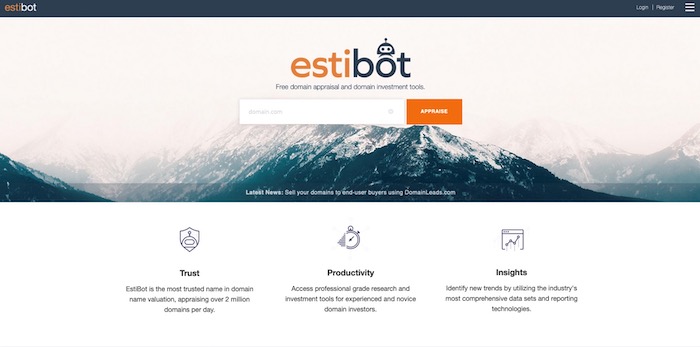 Estibot outil d'estimation de nom de domaine