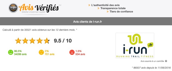 I-run sur avis vérifiés