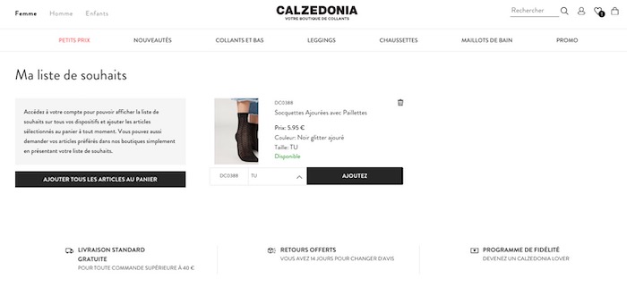 wishlist Calzedonia