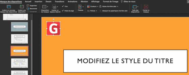 masque powerpoint insérer un logo